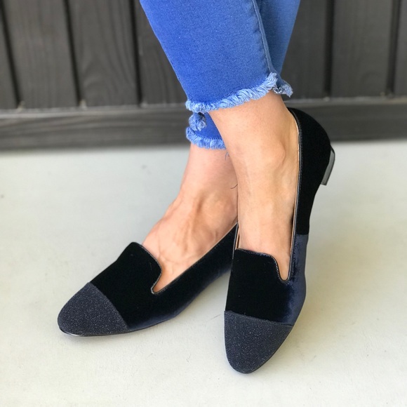 Navy Glimmer CapToe Plush Velvet Espadrille Loafer - Picture 5 of 7